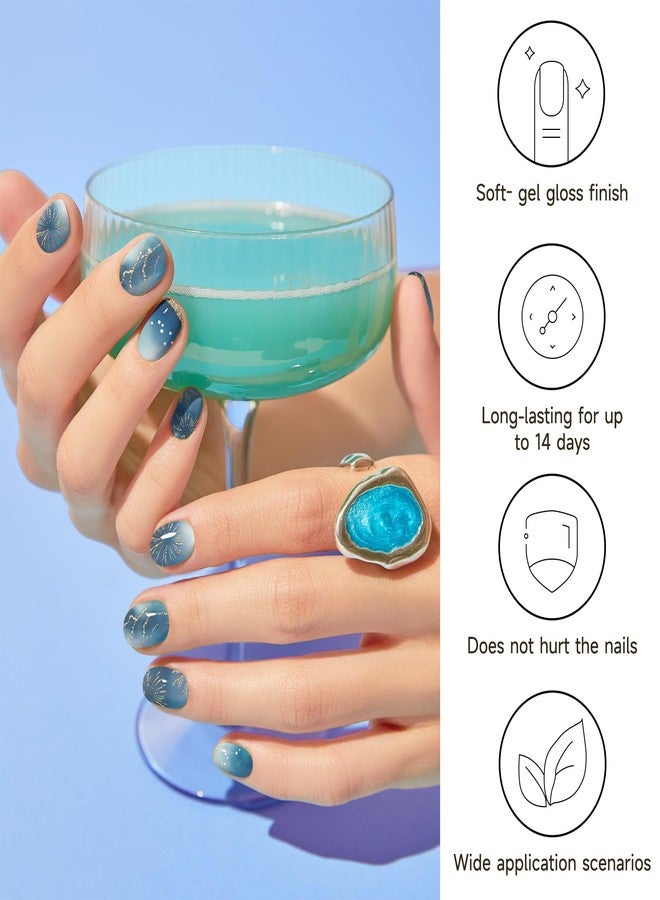 DUKASOU Semi Cured Gel Nail Strips, Stars Shine | 28 pcs Gel Nail Strips Work with Any UV Lamp, Salon Quality UV Nails Stickers, Easy to Apply for Home Nails DIY - Image 2